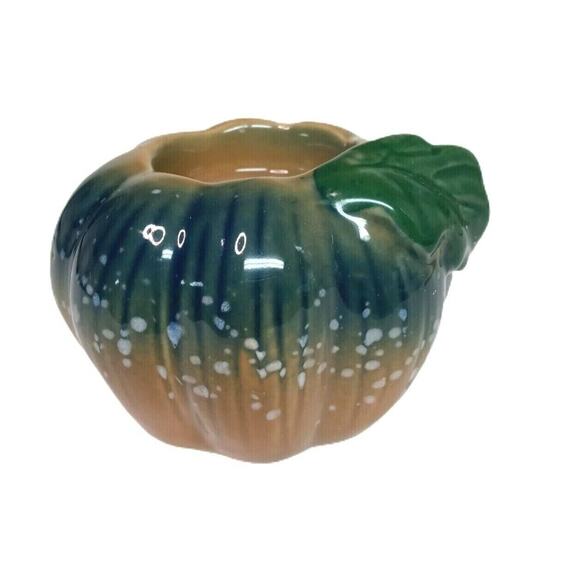 Vintage Pumpkin Tealight Candle Holder Fall Thanksgiving Home Decor Glazed 3.5" - Picture 9 of 10